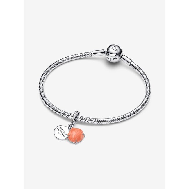 Pandora Pandora Bedel 793821C01 Zilver Schelp met Zirkonia en Koraal Kleur