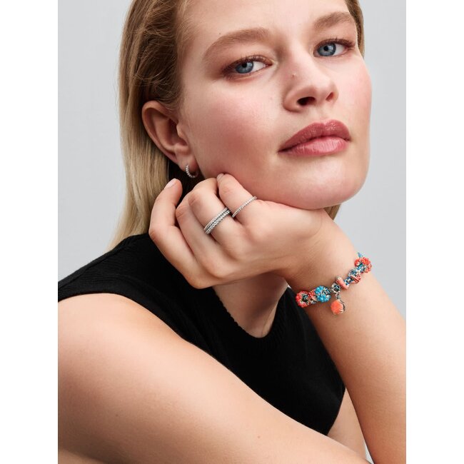Pandora Pandora Bedel 793821C01 Zilver Schelp met Zirkonia en Koraal Kleur