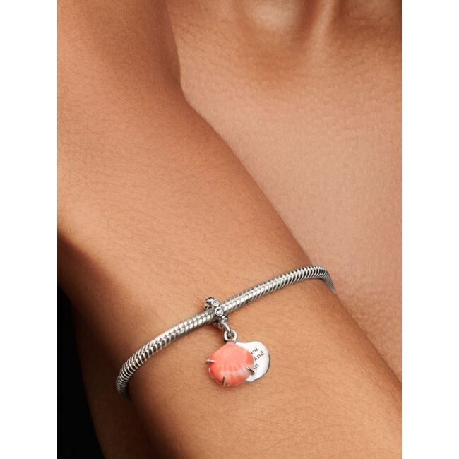 Pandora Pandora Bedel 793821C01 Zilver Schelp met Zirkonia en Koraal Kleur