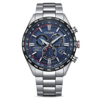 Citizen Citizen Horloge CB5945-85L Radio Controlled Eco-Drive Titanium Saffierglas 100m Waterdicht met Blauwe Wijzerplaat 42mm