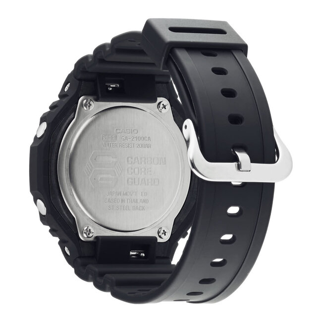 Casio G-Shock G-Shock GA-2100-1A2ER Analoog Digitaal in Zwart Kunstof met Blauwe Accenten