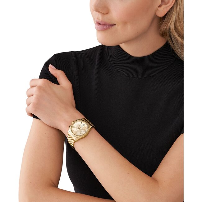 Michael Kors Michael Kors Horloge MK7378 Lexinton Staal met Geelgouden Plating Quartz Chronograaf 36mm