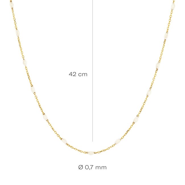 Blush Blush Collier 3162YRM 14k Geelgoud met Witte Bolletjes 42cm