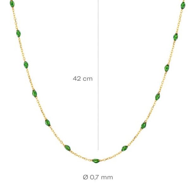 Blush Blush Collier 3162YRG 14k Geelgoud met Groene Bolletjes 42cm