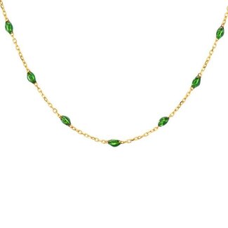 Blush Blush Collier 3162YRG 14k Geelgoud met Groene Bolletjes 42cm