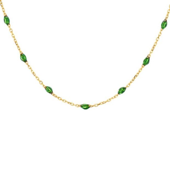 Blush Blush Collier 3162YRG 14k Geelgoud met Groene Bolletjes 42cm