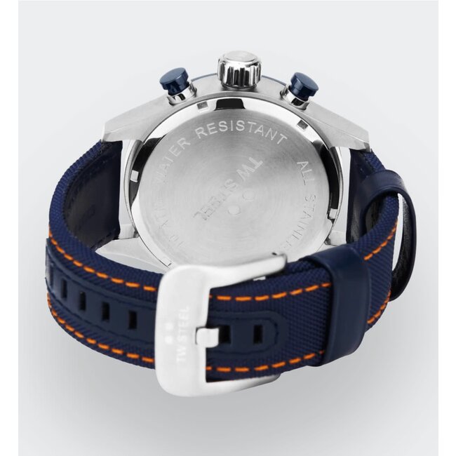 TW Steel TW Steel Horloge VS128 Isle of Man TT Staal Quartz Swiss Made met Canvas Horlogeband 45mm