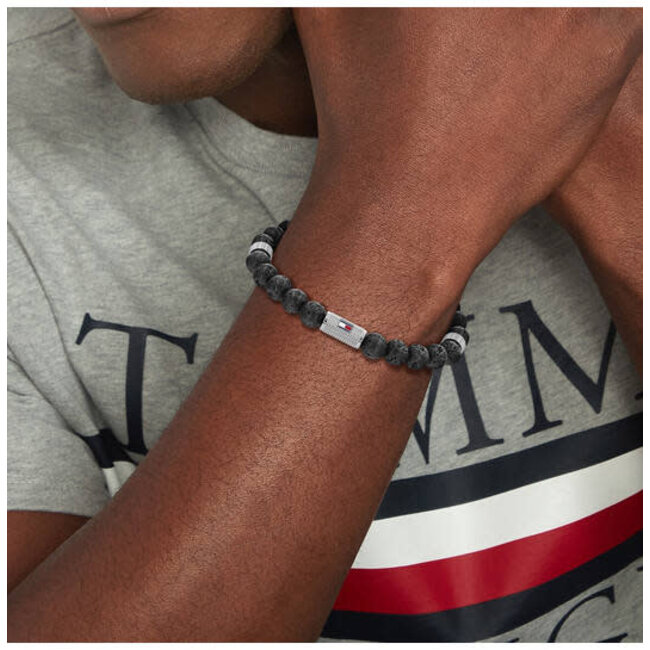 Tommy Hilfiger Tommy Hilfiger Armband TJ2790435 Breaded Lava Steen met Staal 19cm