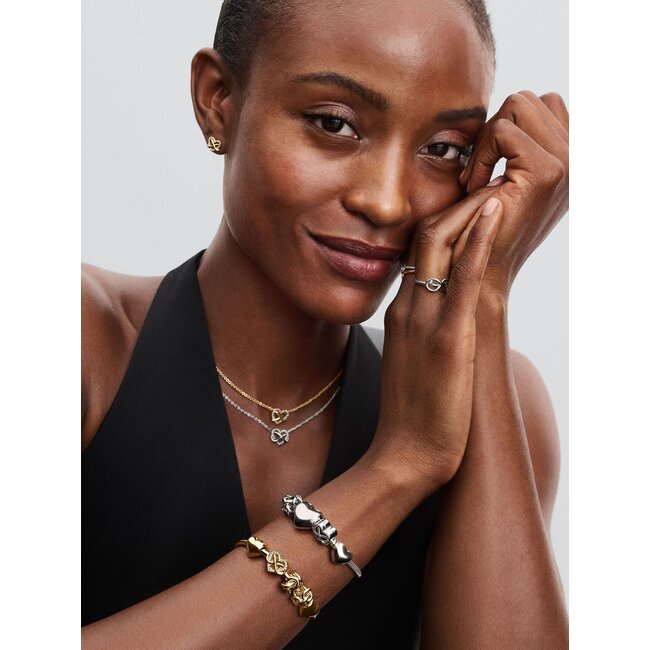 Pandora Pandora Armband 563758C01-20 Zilver met14k Geelgouden Plating Hart Sluiting met Infinity en Zirkonia Maat 20