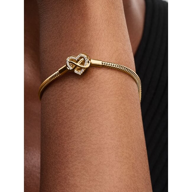 Pandora Pandora Armband 563758C01-20 Zilver met 14k Geelgouden Plating Hart Sluiting met Infinity en Zirkonia Maat 20