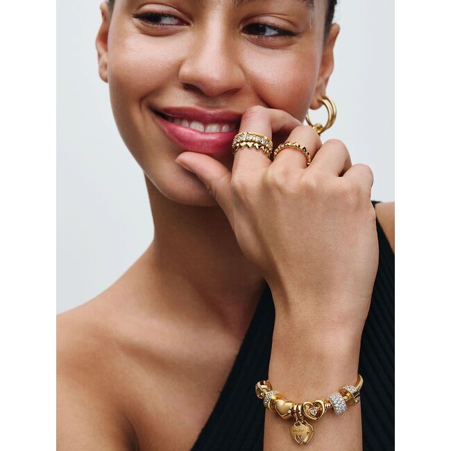 Pandora Pandora Armband 563390C00-21 Zilver met 14k Geelgouden Plating met Cilindersluiting Maat 21