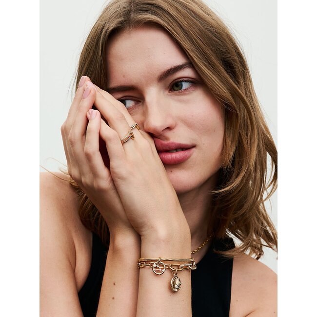 Pandora Pandora Armband 568748C00-21 Zilver met 14k Geelgouden Plating met Ronde Sluiting Maat 21