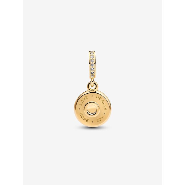Pandora Pandora Bedel 763787C01 Zilver met 14k Geelgouden Plating Happy Birthday met Zirkonia