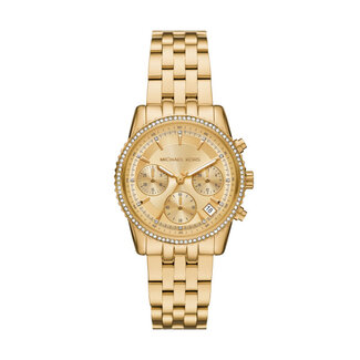 Michael Kors Michael Kors Horloge MK7530 Bryant Staal met Geelgouden Plating Quartz Chronograaf met Zirkonia 34mm