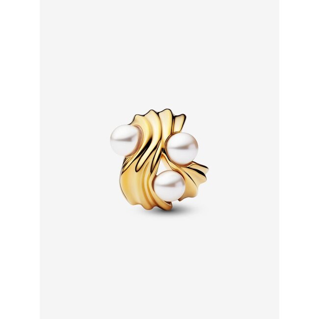 Pandora Pandora Bedel 763915C01 Zilver met 14k Geelgouden Plating Golven met Parel