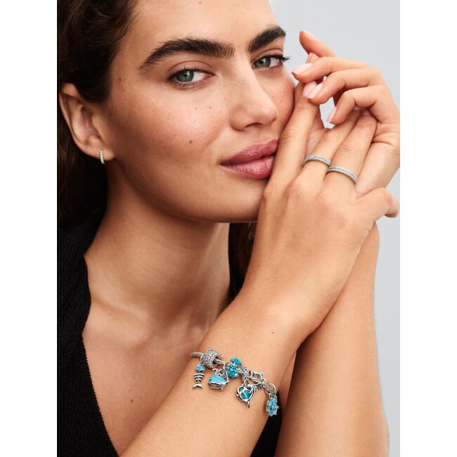 Pandora Pandora Bedel 793822C01 Zilver Walvis Turquoise met Zirkonia