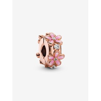 Pandora Pandora Bedel 788809C01 Zilver 14k Rosegouden Plating met Roze Madeliefjes en Zirkonia