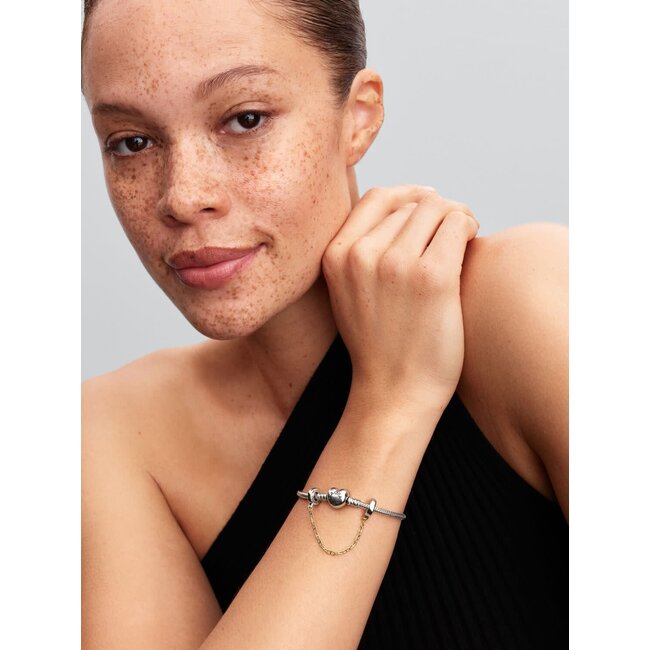 Pandora Pandora Bedel 763904C00-05 Zilver met 14k Geelgouden Plating Veiligheidsketting