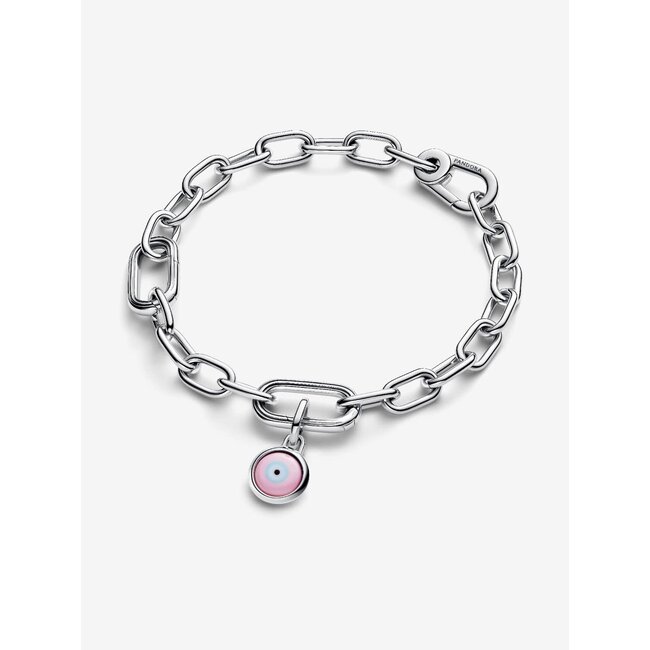 Pandora Pandora Bedel 793693C00 Zilver Graveerbaar Boos Oog met Roze Muranoglas