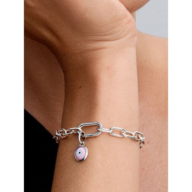 Pandora Pandora Bedel 793693C00 Zilver Graveerbaar Boos Oog met Roze Muranoglas