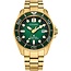 Citizen Citizen Horloge BN0262-59W Promaster Staal met Geelgouden Plating Eco-drive 200m Waterdicht met Groene Wijzerplaat  40mm
