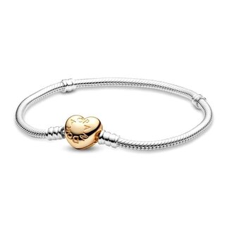 Pandora Pandora Armband 568707C00-21 Zilver met Geelgouden Plating Hart Sluiting Maat 21