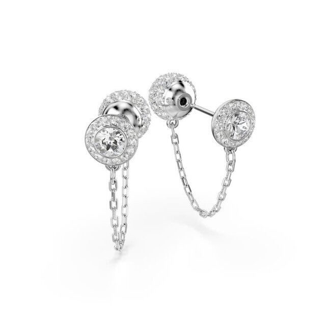 Swarovski Swarovski Oorbellen 5732273 Una Zilverkleurig Dubbele Oorstekers met Witte Stenen Hangers