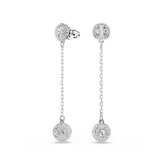 Swarovski Swarovski Oorbellen 5732273 Una Zilverkleurig Dubbele Oorstekers met Witte Stenen Hangers