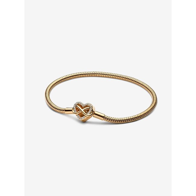 Pandora Pandora Bedel 563758C01-18 Zilver met Geelgouden Plating Levensboom in Hart met Zirkonia Maat 18