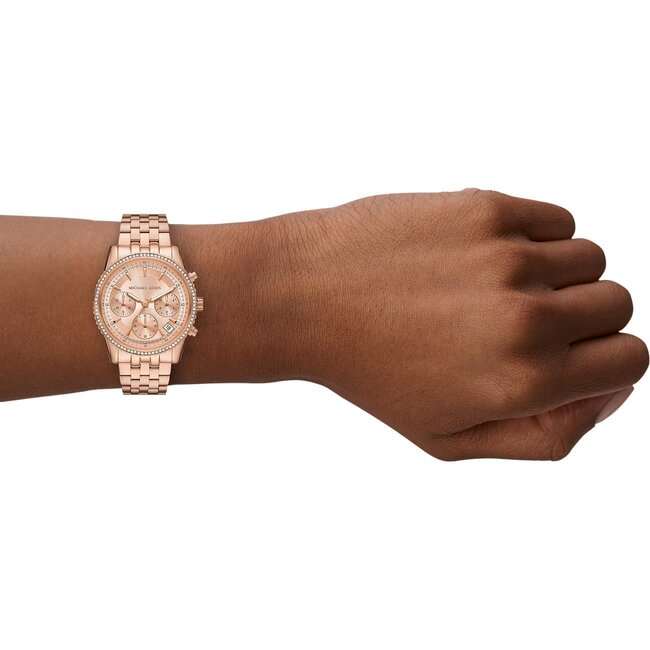 Michael Kors Michael Kors Horloge MK7531 Staal met Rosekleurige Plating met Zirkonia 35mm