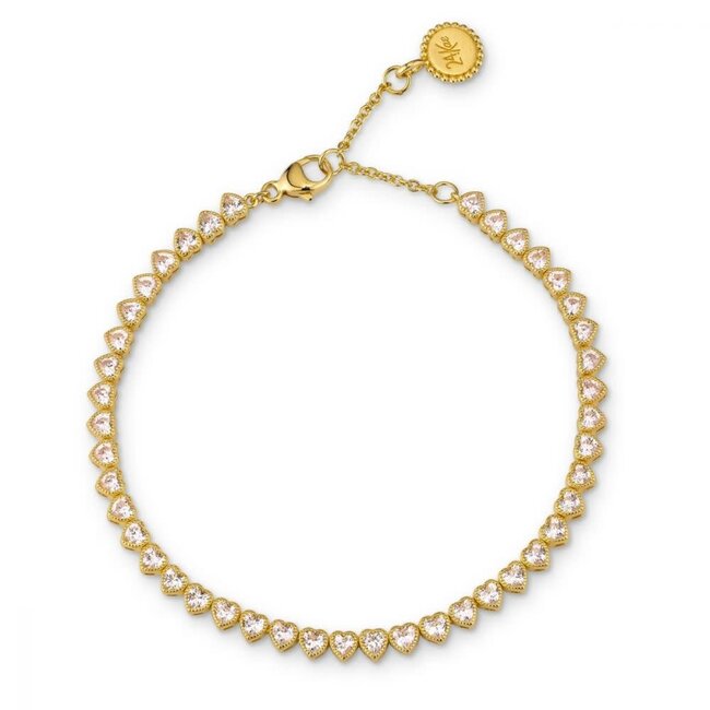 24KAE 24Kae Armband 22466Y Zilver met Geelgouden Plating en Rose Hart Zirkonia