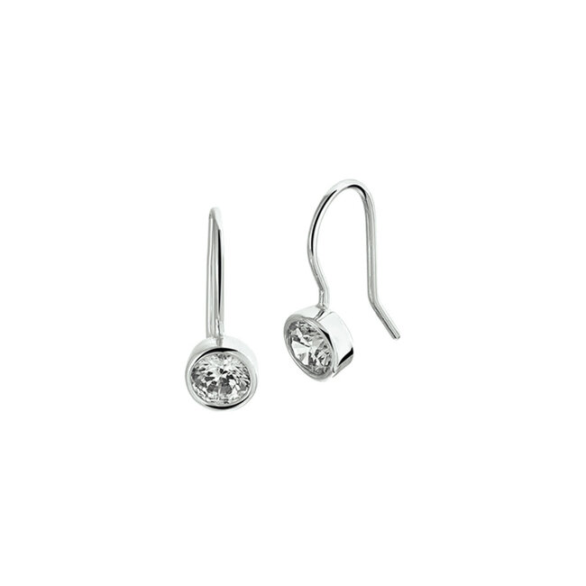 Blinckers Jewellery Huiscollectie BJ Oorbellen 13.22250 Zilver Hollandse Haak met Zirkonia 6mm x 16mm