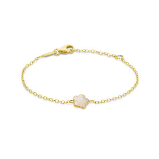 Blinckers Jewellery Huiscollectie BJ Armband 40.28906 14k Geelgoud met Klaver Parelmoer 2mm 11 - 13cm
