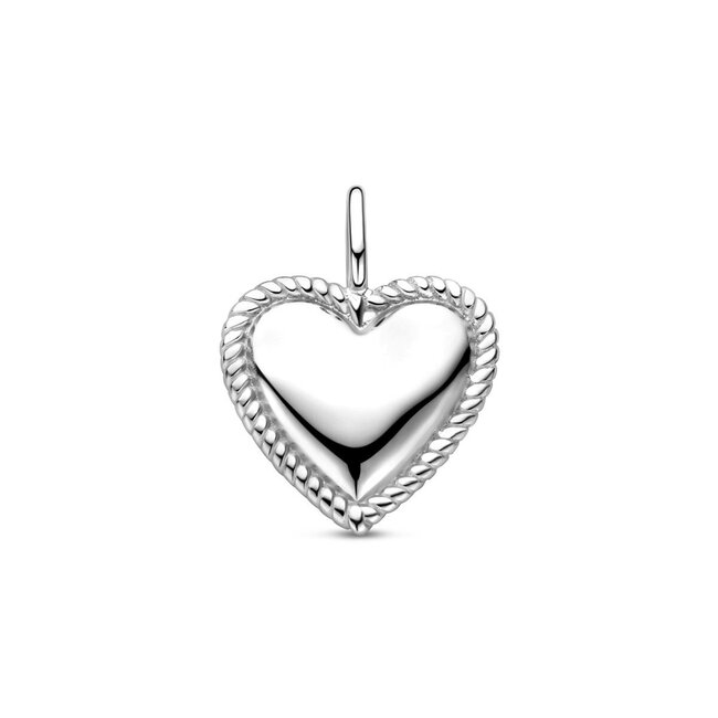 Blinckers Jewellery Huiscollectie BJ Hanger 13.41710 Zilver Hart met Gedraaide Rand 19.5 x 14.5mm