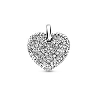 Blinckers Jewellery Huiscollectie BJ Hanger 13.41992 Zilver Hart met Gedraaide rand en Zirkonia 14 x 15mm