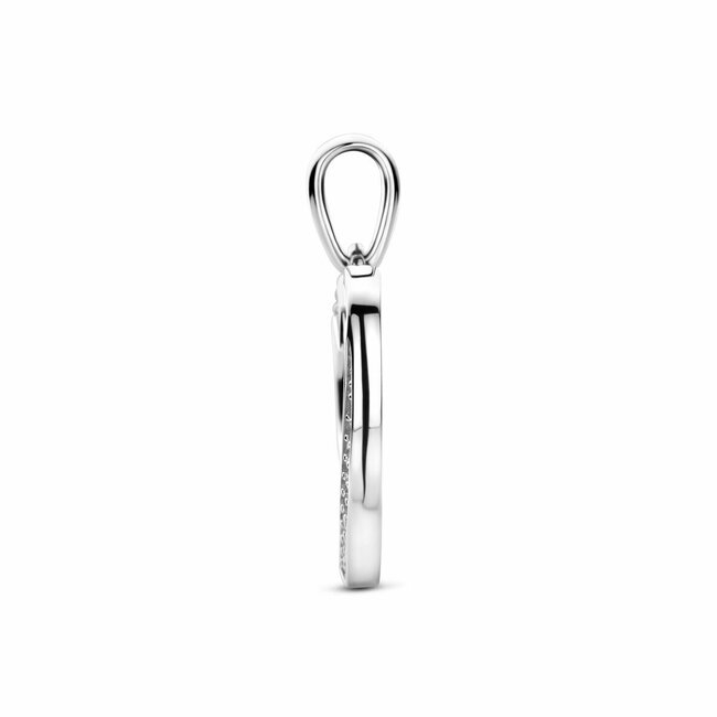 Blinckers Jewellery Huiscollectie BJ Hanger 13.41905 Zilver Hart Open met Zirkonia 21 x 16mm