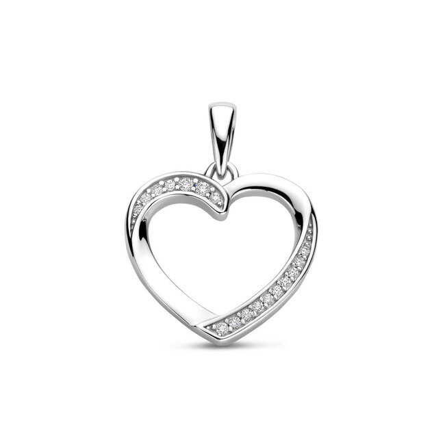 Blinckers Jewellery Huiscollectie BJ Hanger 13.41905 Zilver Hart Open met Zirkonia 21 x 16mm