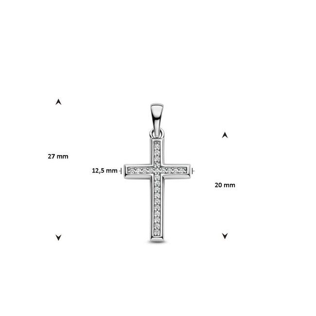 Blinckers Jewellery Huiscollectie BJ Hanger 13.36805 Zilver Kruis met Zirkonia 20 x 12.5mm