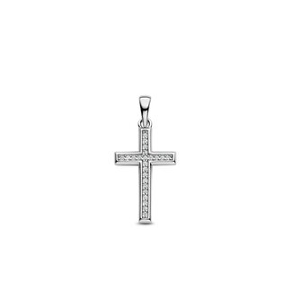 Blinckers Jewellery Huiscollectie BJ Hanger 13.36805 Zilver Kruis met Zirkonia 20 x 12.5mm