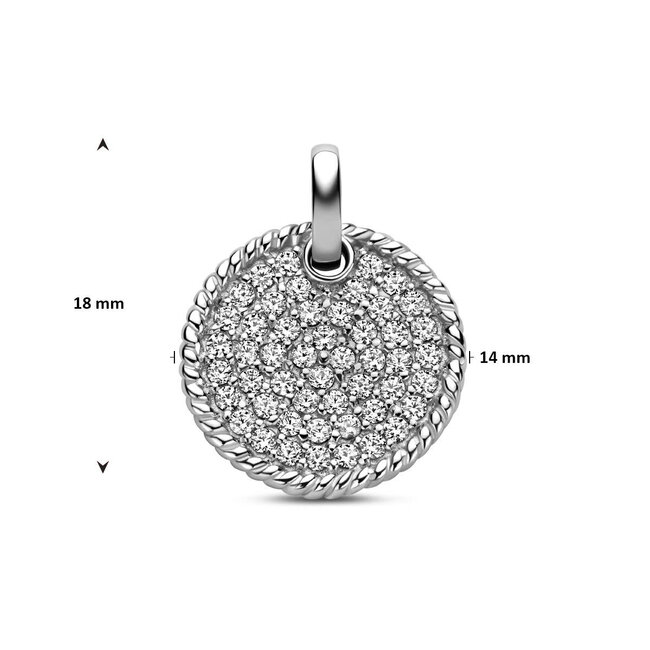 Blinckers Jewellery Huiscollectie BJ Hanger 13.41991 Zilver Rond met Gedraaide rand en met Zirkonia 14mm