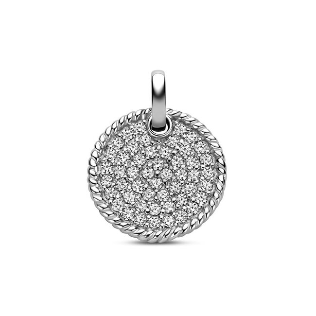 Blinckers Jewellery Huiscollectie BJ Hanger 13.41991 Zilver Rond met Gedraaide rand en met Zirkonia 14mm