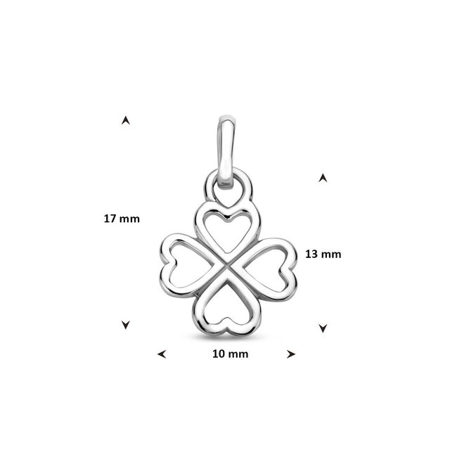 Blinckers Jewellery Huiscollectie BJ Hanger 13.41923 Zilver Klaver Vier Hart 13 x 10mm