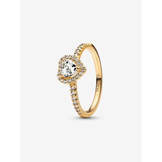Pandora Pandora Ring 168421C01-52 Zilver met Geelgouden Plating  en Zirkonia met Hart Maat 52