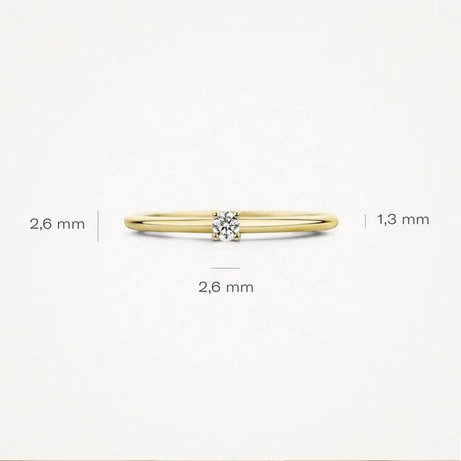 Blush Blush Solitair Ring 1200YZI/52 14k Geelgoud met Briljant geslepen Zirkonia Maat 52