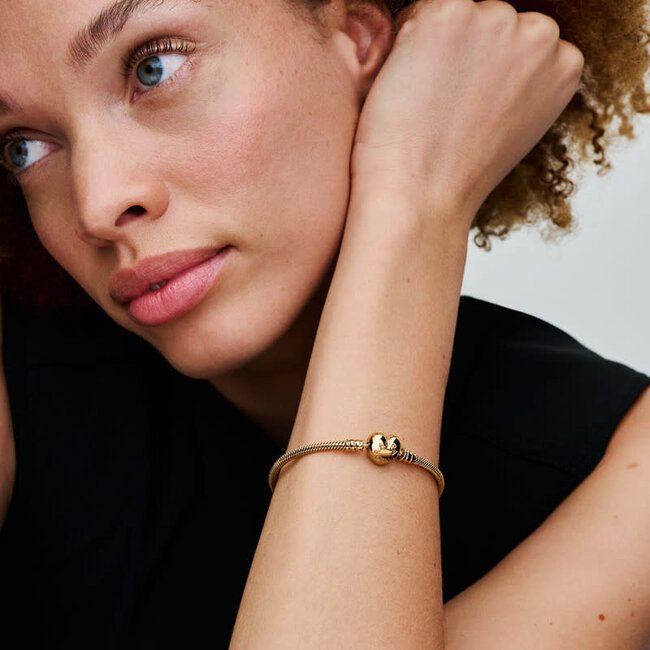 Pandora Pandora Armband 563050C00-16 Zilver met 14k Geelgouden Plating en Hart Sluiting Maat 16