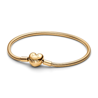 Pandora Pandora Armband 563050C00-16 Zilver met 14k Geelgouden Plating en Hart Sluiting Maat 16