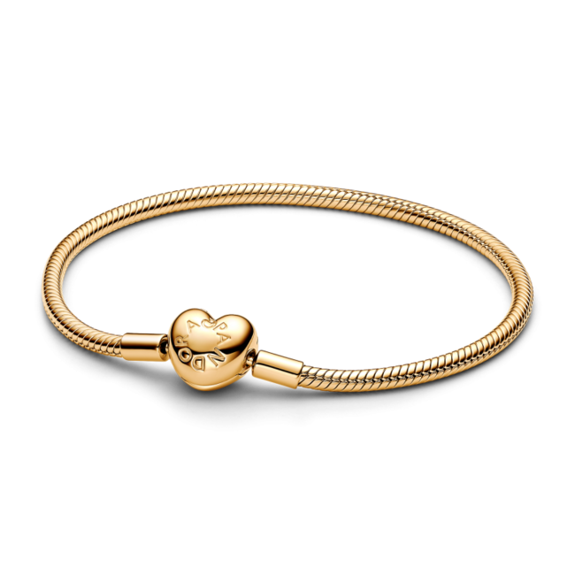 Pandora Pandora Armband 563050C00-16 Zilver met 14k Geelgouden Plating en Hart Sluiting Maat 16