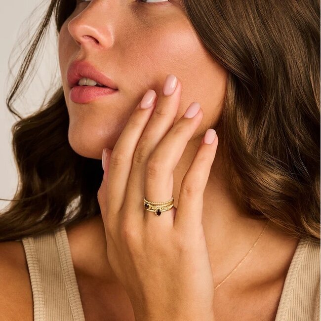 Blush Blush Ring 1227YSQ/54 14k Geelgoud met Smokey Quartz Maat 54