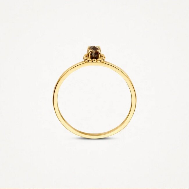 Blush Blush Ring 1227YSQ/54 14k Geelgoud met Smokey Quartz Maat 54