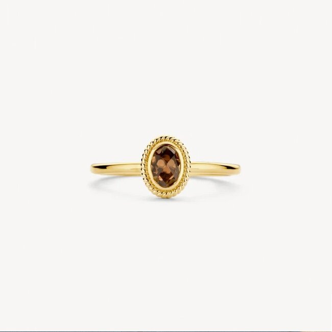 Blush Blush Ring 1239YBQ/56 14k Geelgoud met Parelmoer en Pure Quartz Maat 56